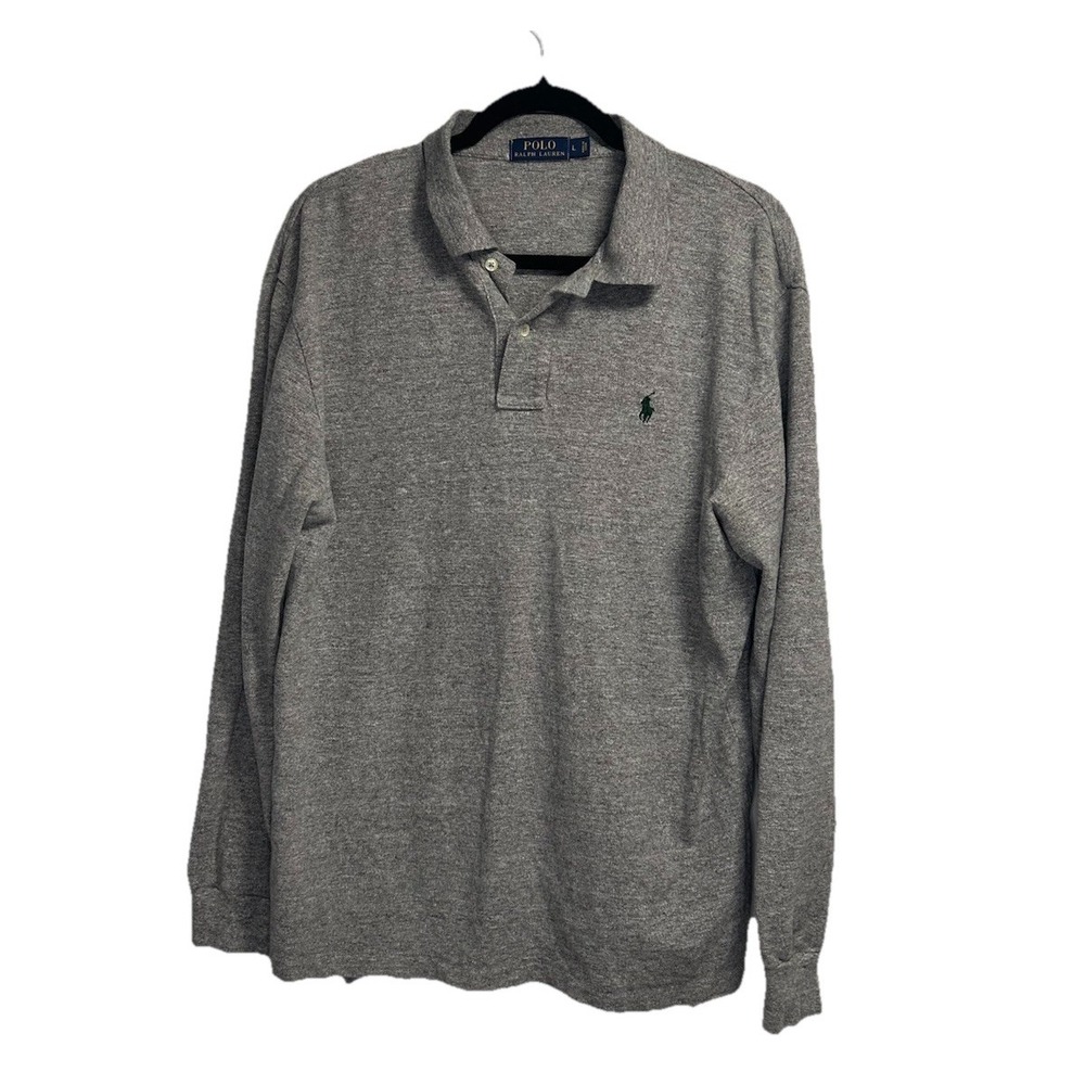 Polo Ralph Lauren Rugby Shirt Men's Large Gray‎ Preppy College Pony Collared